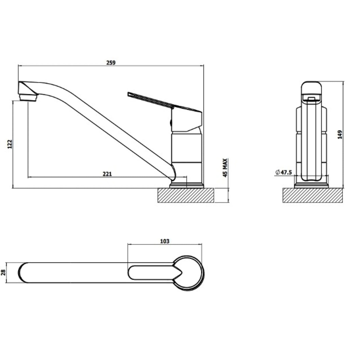 Dania Long Neck Kitchen Mixer Tap – Chrome, Single Lever