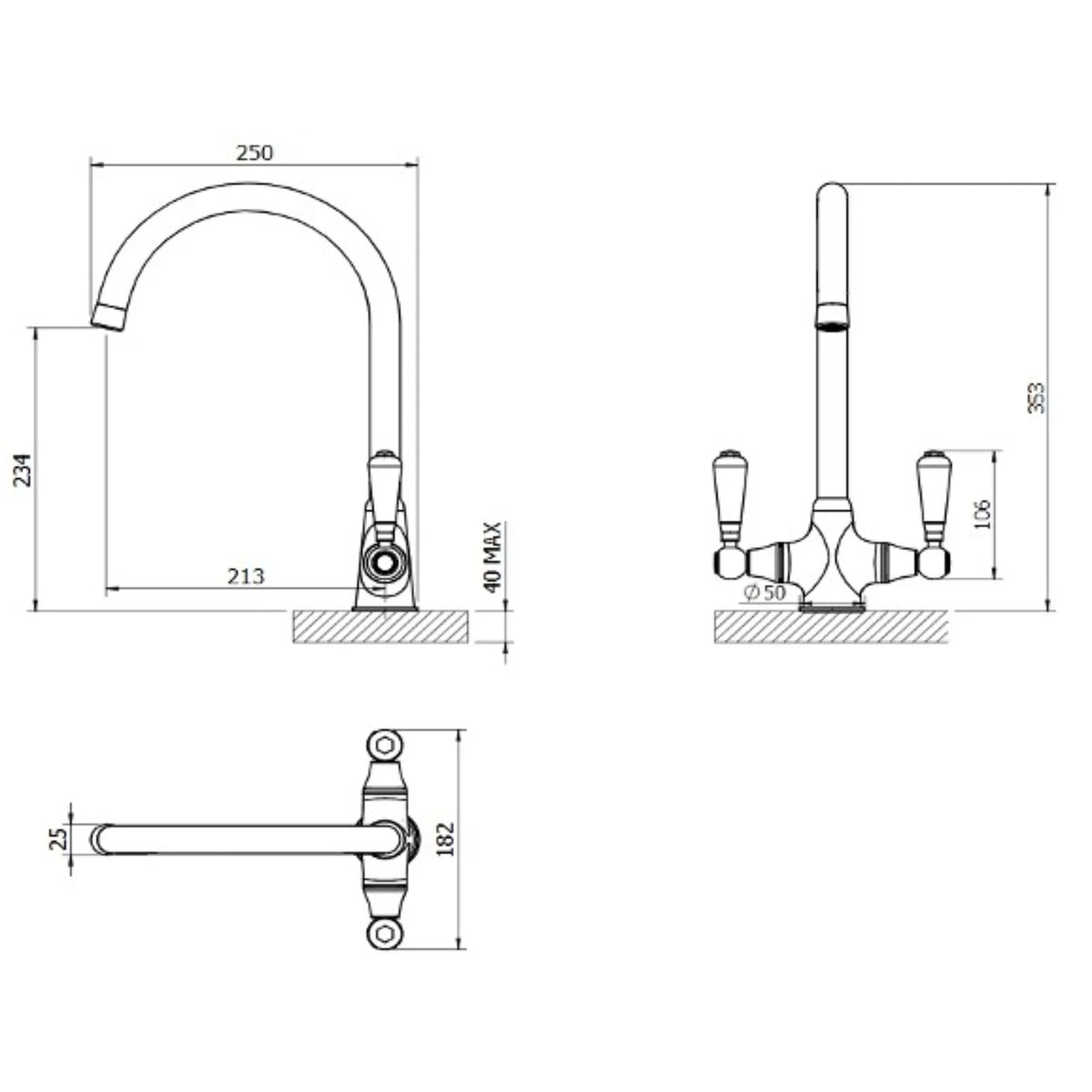 Rune Sink Mixer Tap – Chrome with Ceramic Lever Handles
