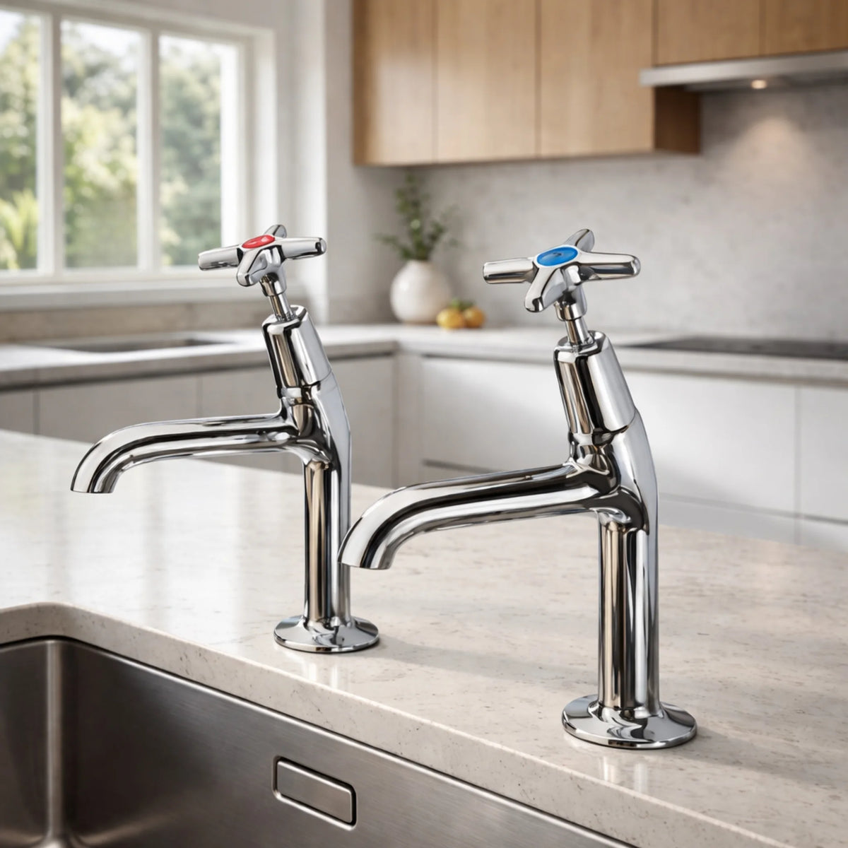 Clever Performa 2158 Cross Top Sink Tap – Cold, Chrome-Plated Brass