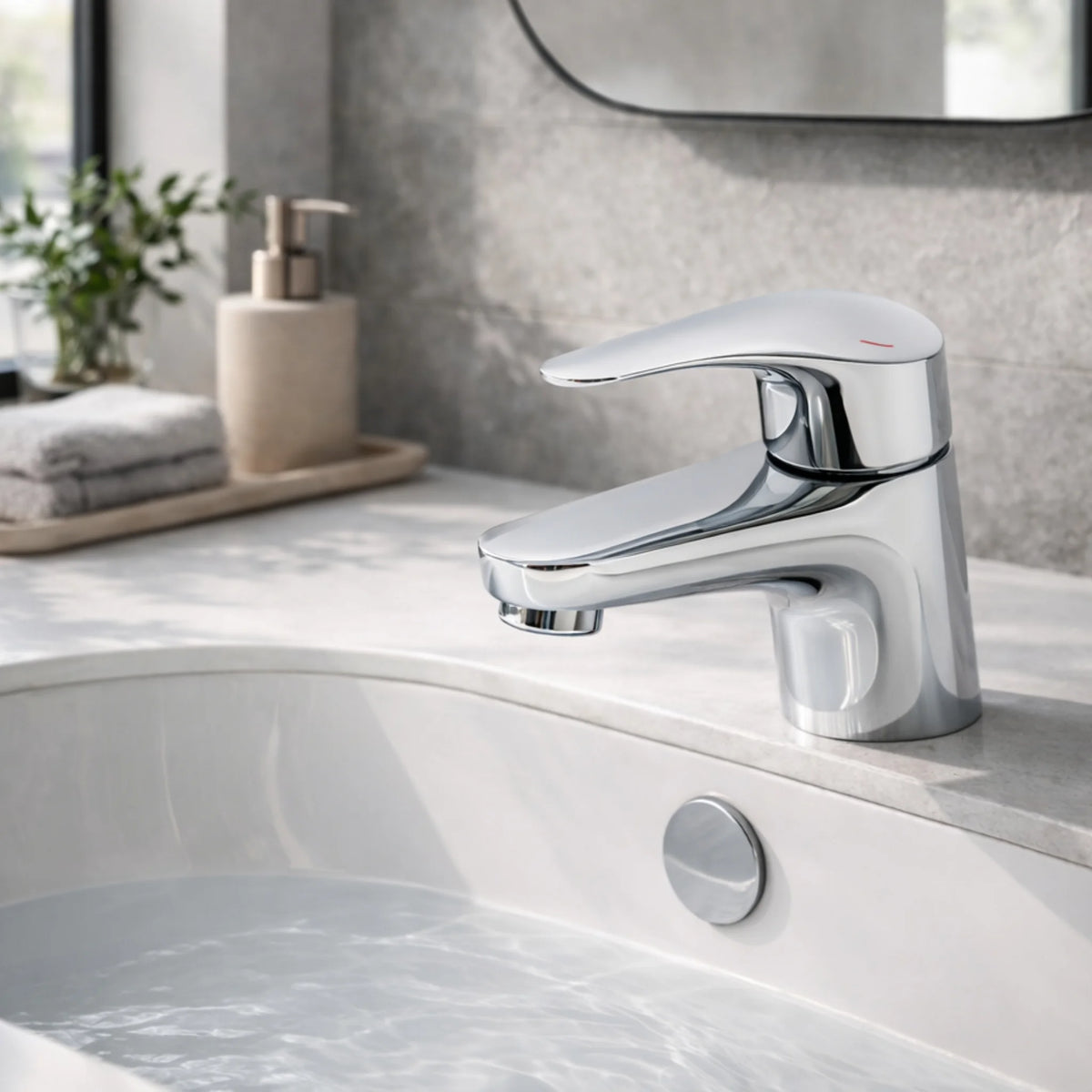 Araya Lujo Slim Mono Basin Mixer – Chrome, Single Lever