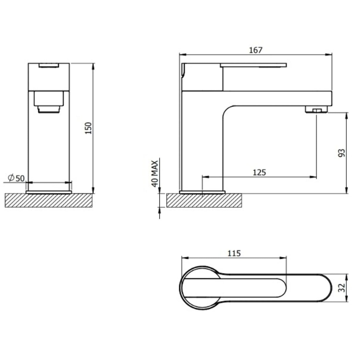 Strata Mono Basin Mixer Tap – Chrome, Single Lever