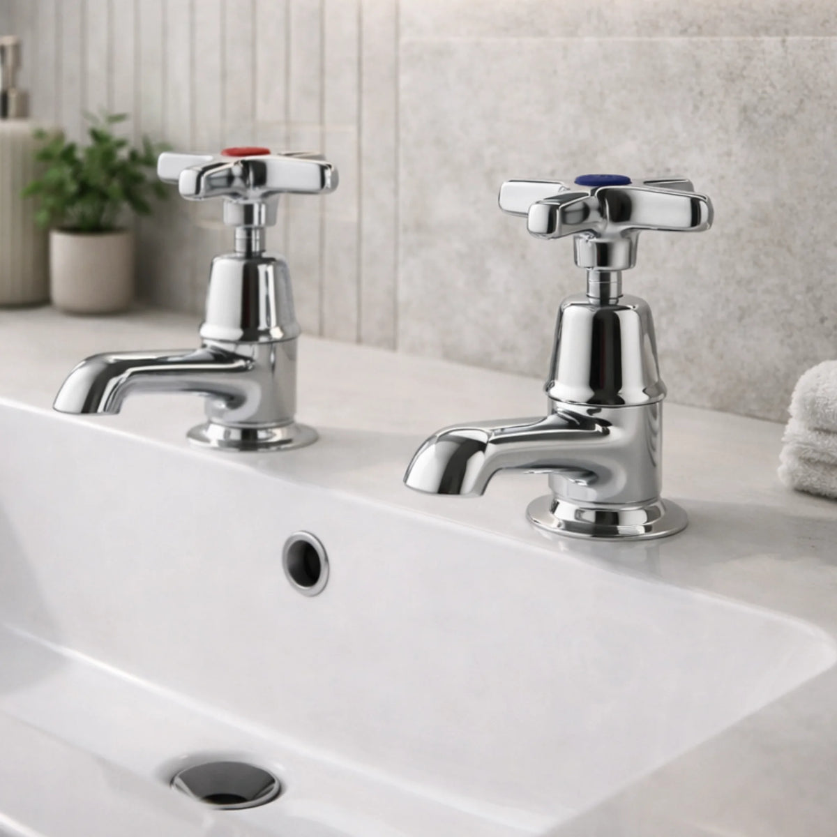 Clever Performa 2159 Cross Top Basin Tap – Hot, Chrome-Plated Brass