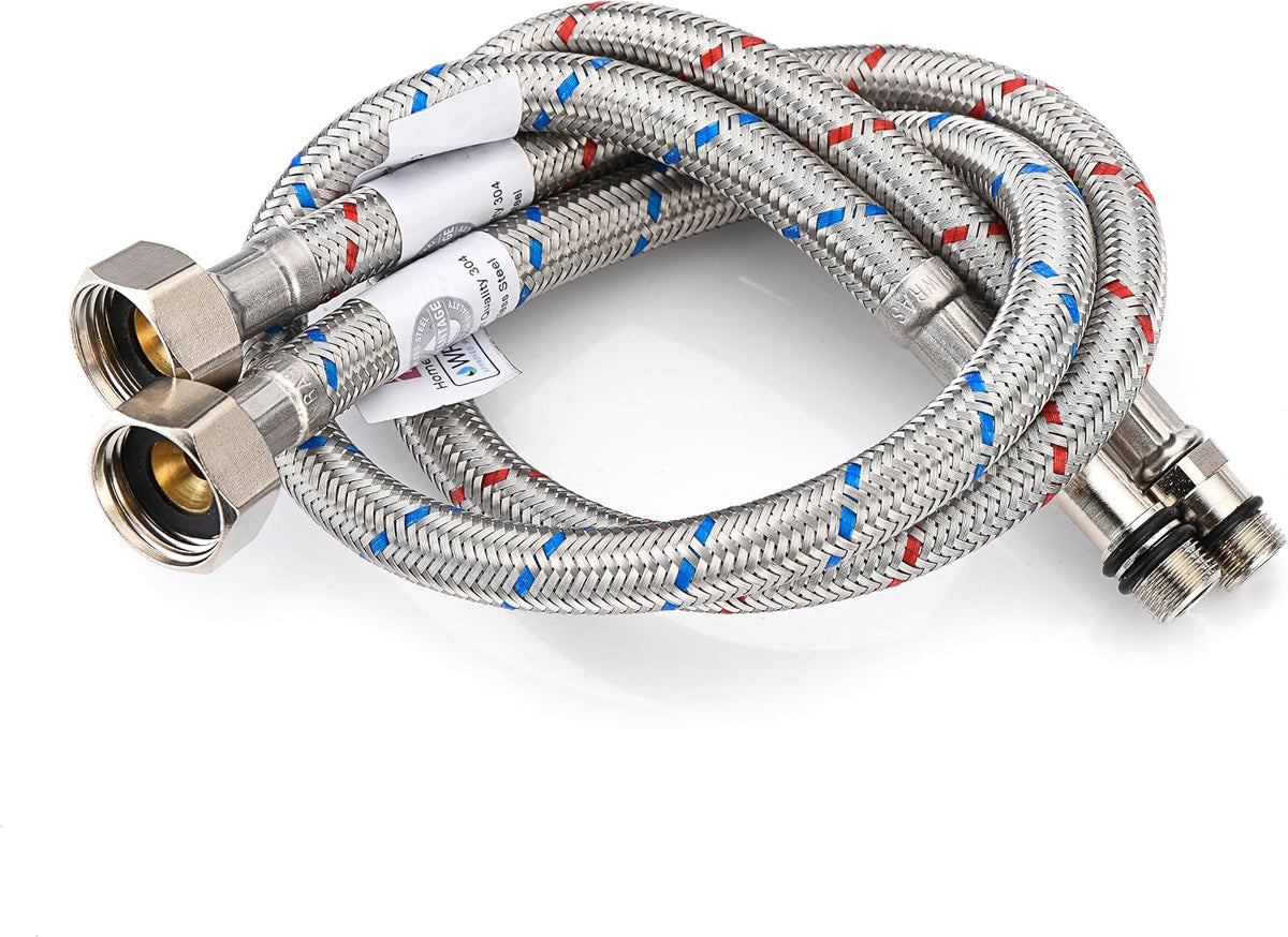 WRAS-Approved Flexi Tap Connector Pair – M12 x 1/2" BSP, 600mm, Stainless Steel