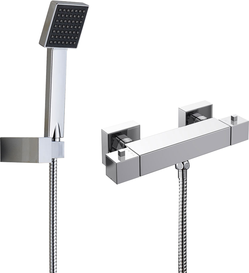 Square Thermostatic Shower Bar & Handset Set