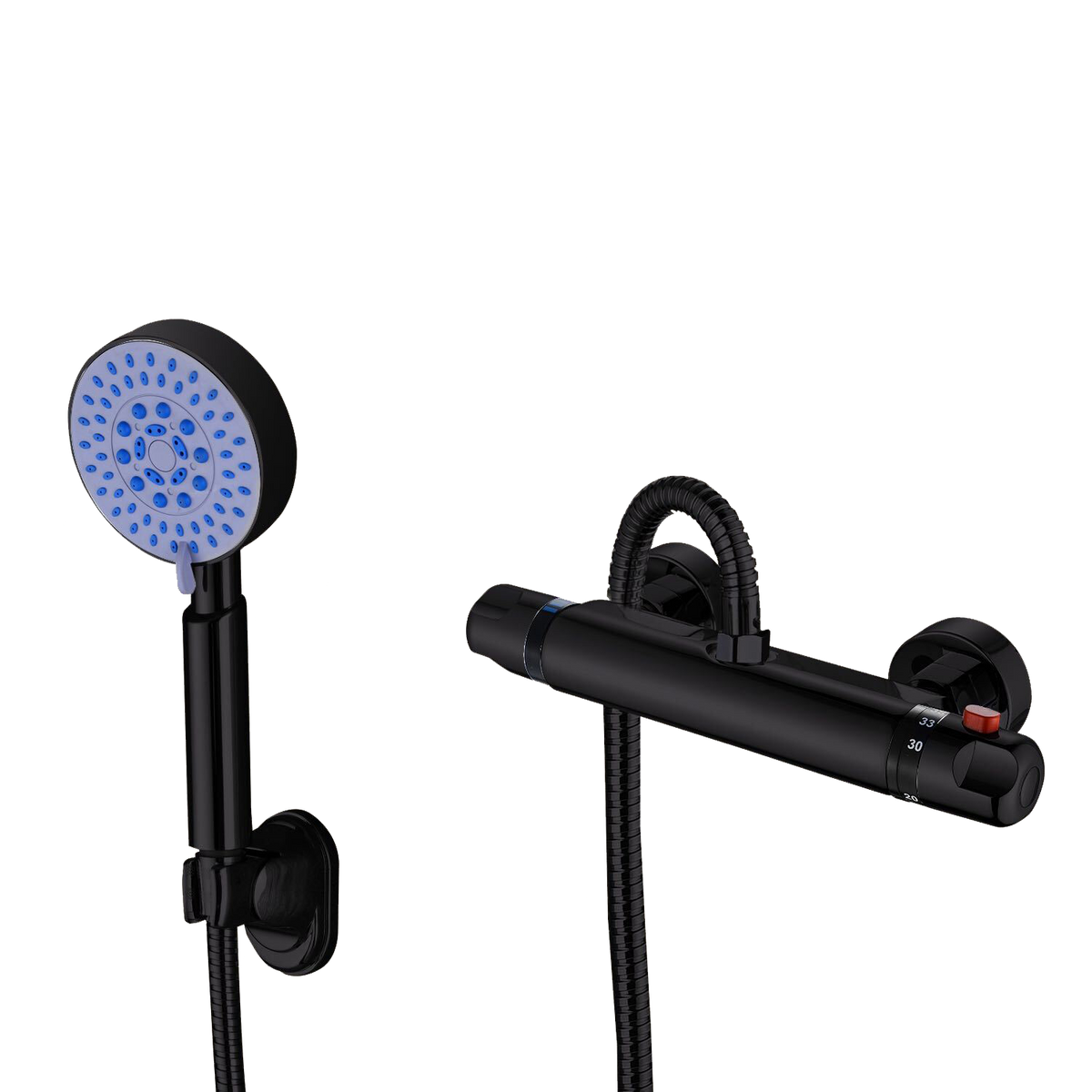 Geras Thermostatic Shower Bar & Handset Set – Black