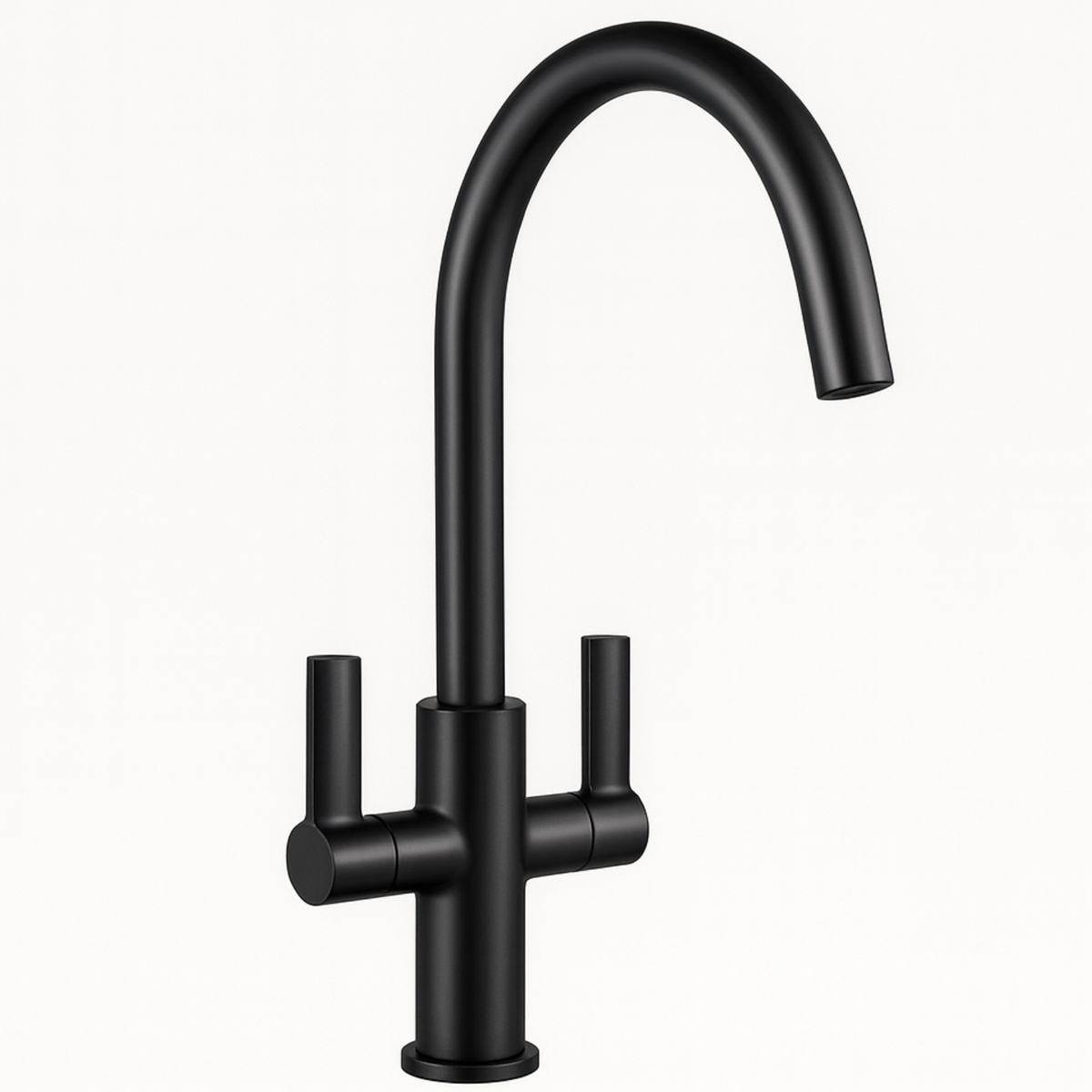 Jeroni Swan Spout Kitchen Mixer Tap – Dual Handle, Matt Black