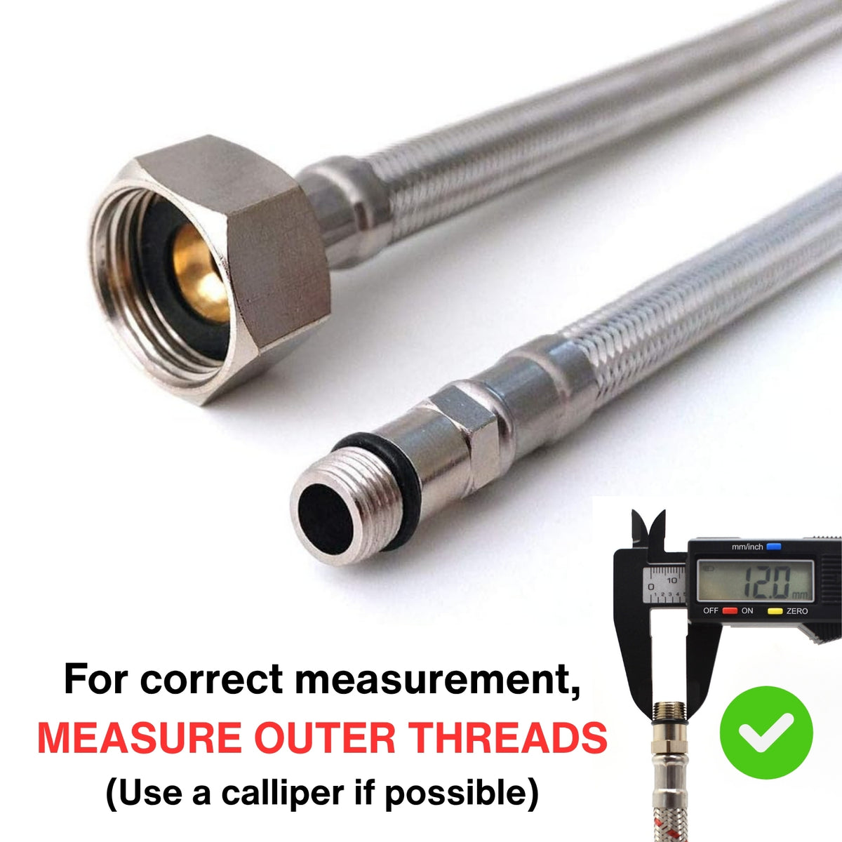Stainless Steel Flexi Tap Connector Pair – M12 x 1/2" BSP, 500mm