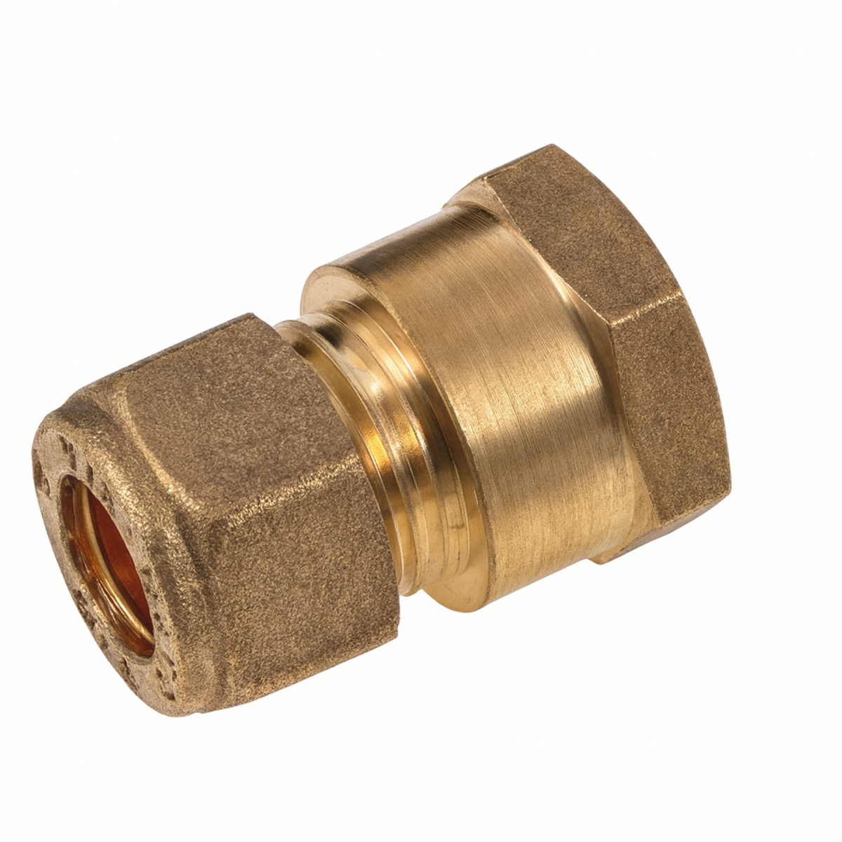10mm x 1/2" Compression to Female Iron Coupling – Brass (Pack of 5)