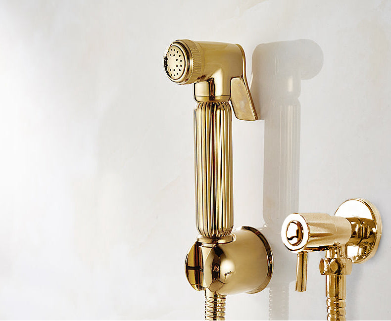 Handheld Brass Bidet Douche Set – Gold Finish