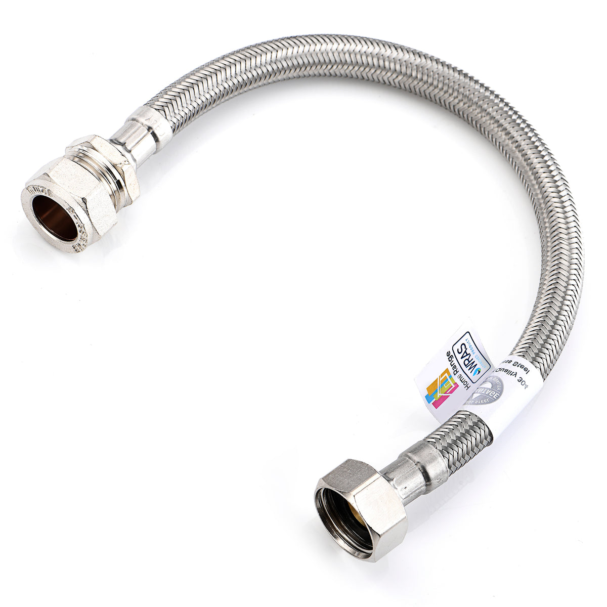 WRAS Flexi Tap Connector – 15mm Comp x 1/2" BSP, 300mm, 8.5mm Bore