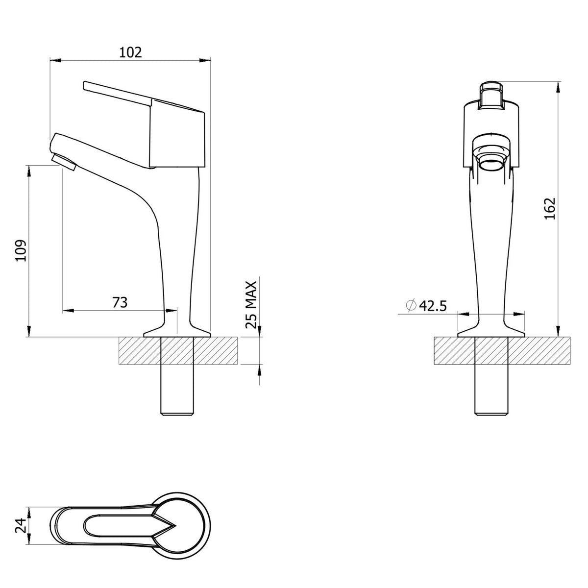 PHG S12 High Neck Kitchen Tap Pair – Chrome, Hot & Cold Pillar Taps