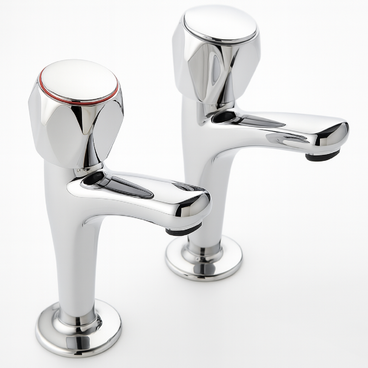 Mercia Modern High Neck Kitchen Tap Pair Chrome