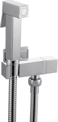 Chrome Brass Square Douche Set – Wall-Mounted Bidet Spray & Stop Valve