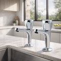 Araya High Neck Kitchen Pillar Taps – Chrome, Sold as a Pair