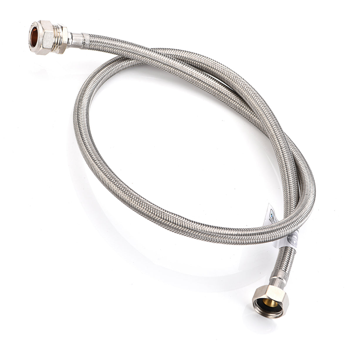 WRAS Flexi Tap Connector – 15mm Comp x 1/2" BSP, 900mm, 8.5mm Bore