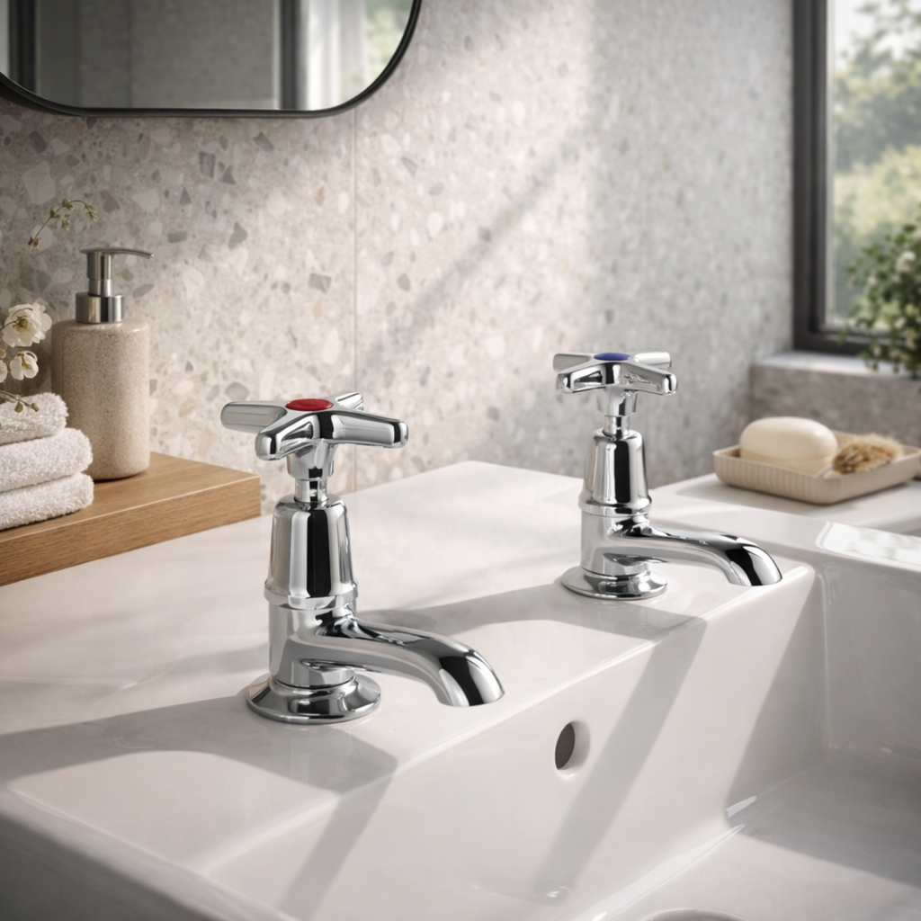 Clever Performa 2159 Cross Top Basin Tap – Cold, Chrome-Plated Brass