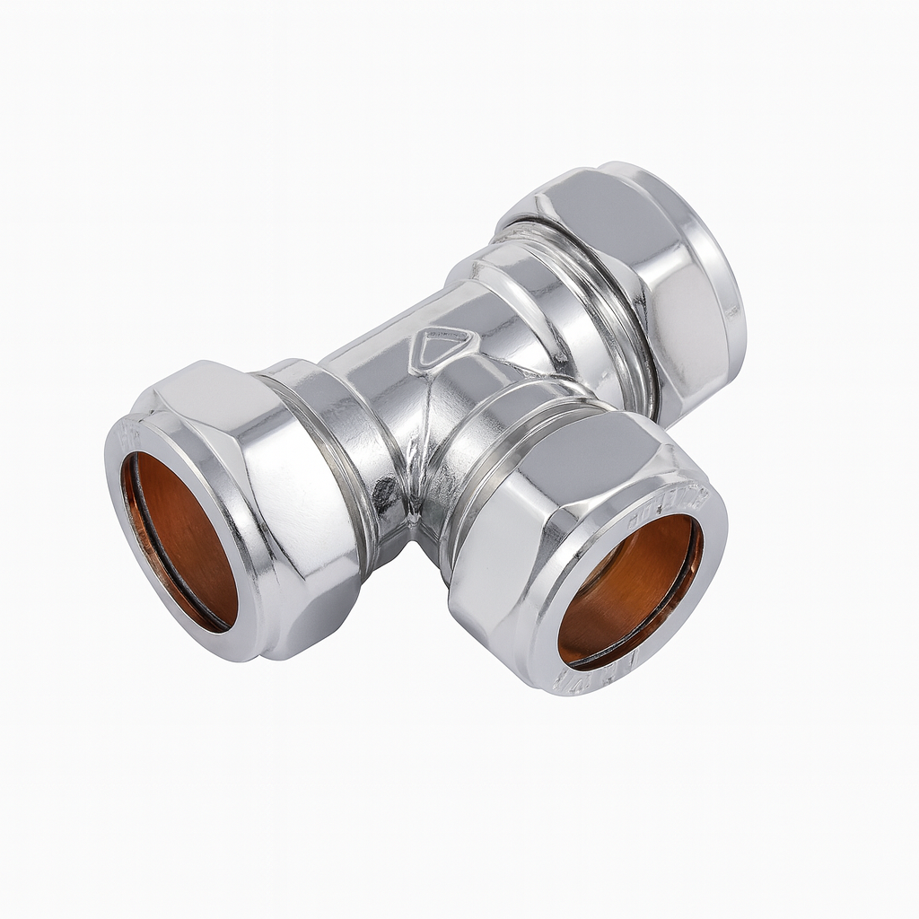 22MM Equal Tee Bright Chrome