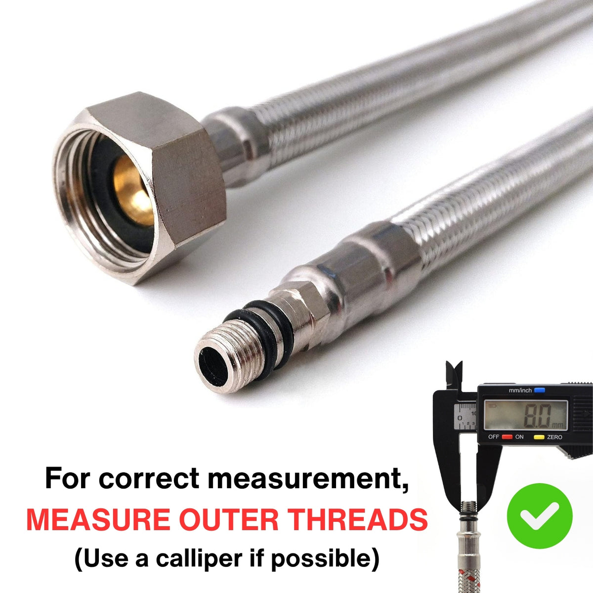 Stainless Steel Flexi Tap Connector Pair – M8 x 1/2" BSP, 500mm