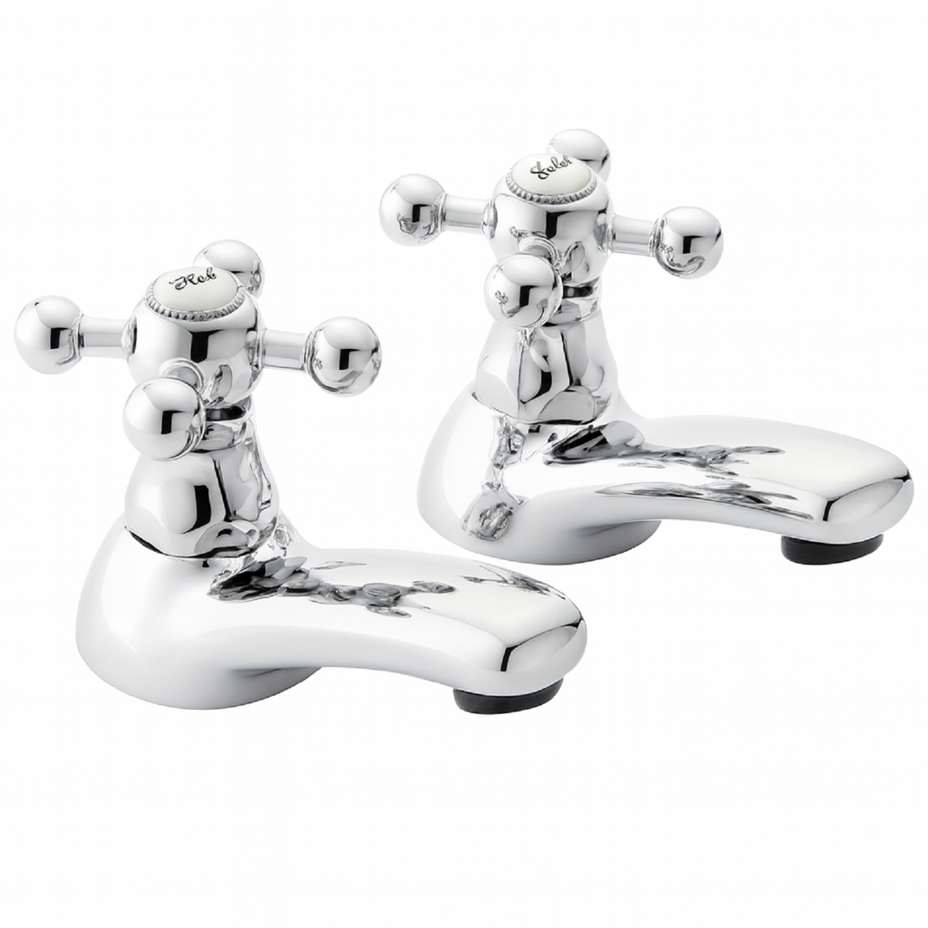 Mercia Traditional Basin Tap Pair – Chrome, Crosshead Handles