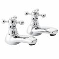 Mercia Traditional Basin Tap Pair – Chrome, Crosshead Handles
