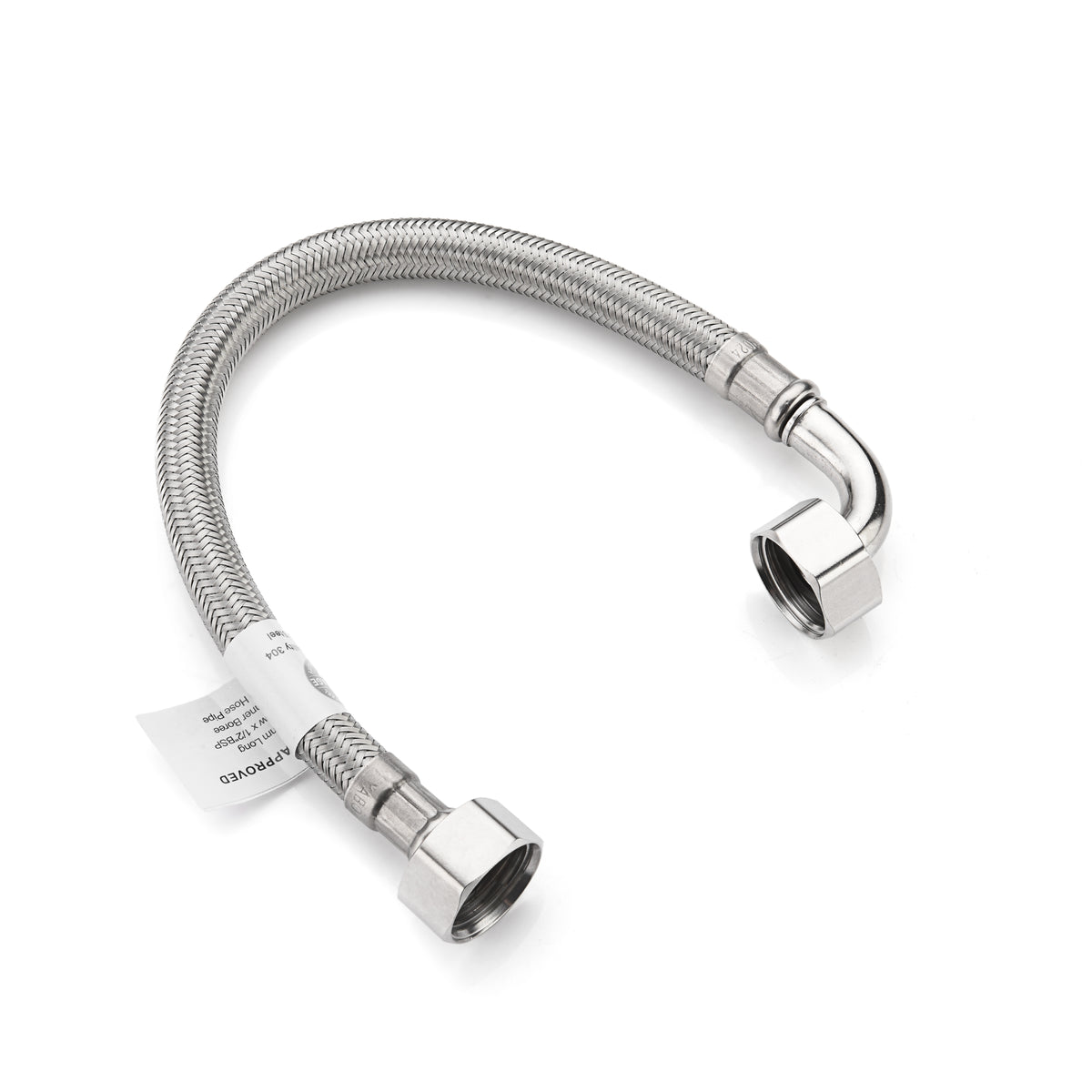 WRAS-Approved 90° Elbow Flexi Pipe Connector – 1/2" BSP x 1/2" BSP, 300mm