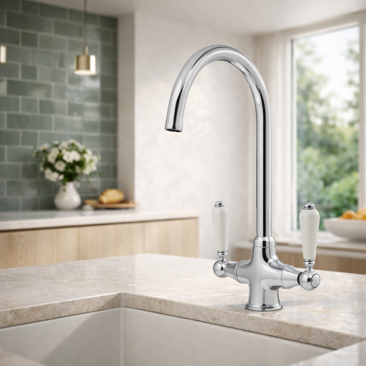 Rune Sink Mixer Tap – Chrome with Ceramic Lever Handles