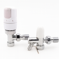 15/10mm Angle Westherm Classic TRV Twin Pack with Drain Off – White