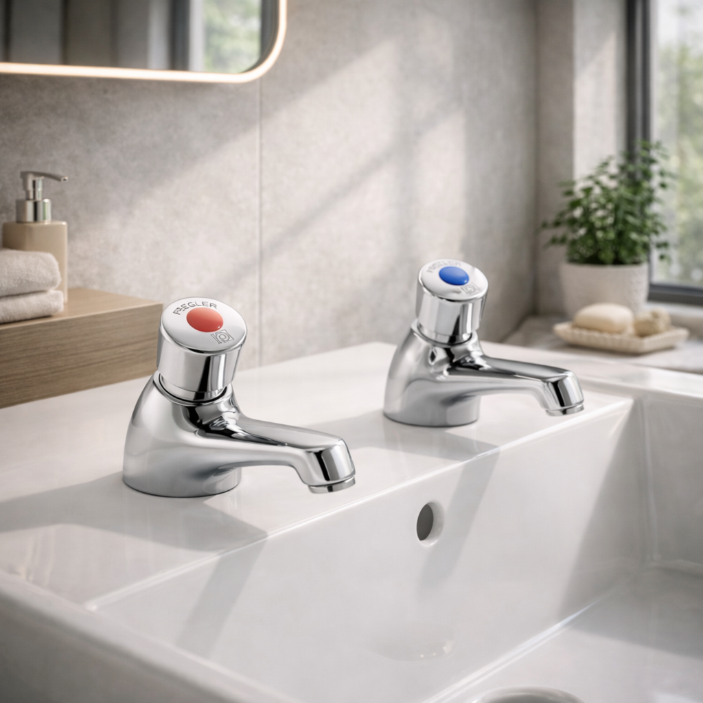 Clever Performa Non-Concussive Basin Tap – Self-Closing, Chrome-Plated Brass