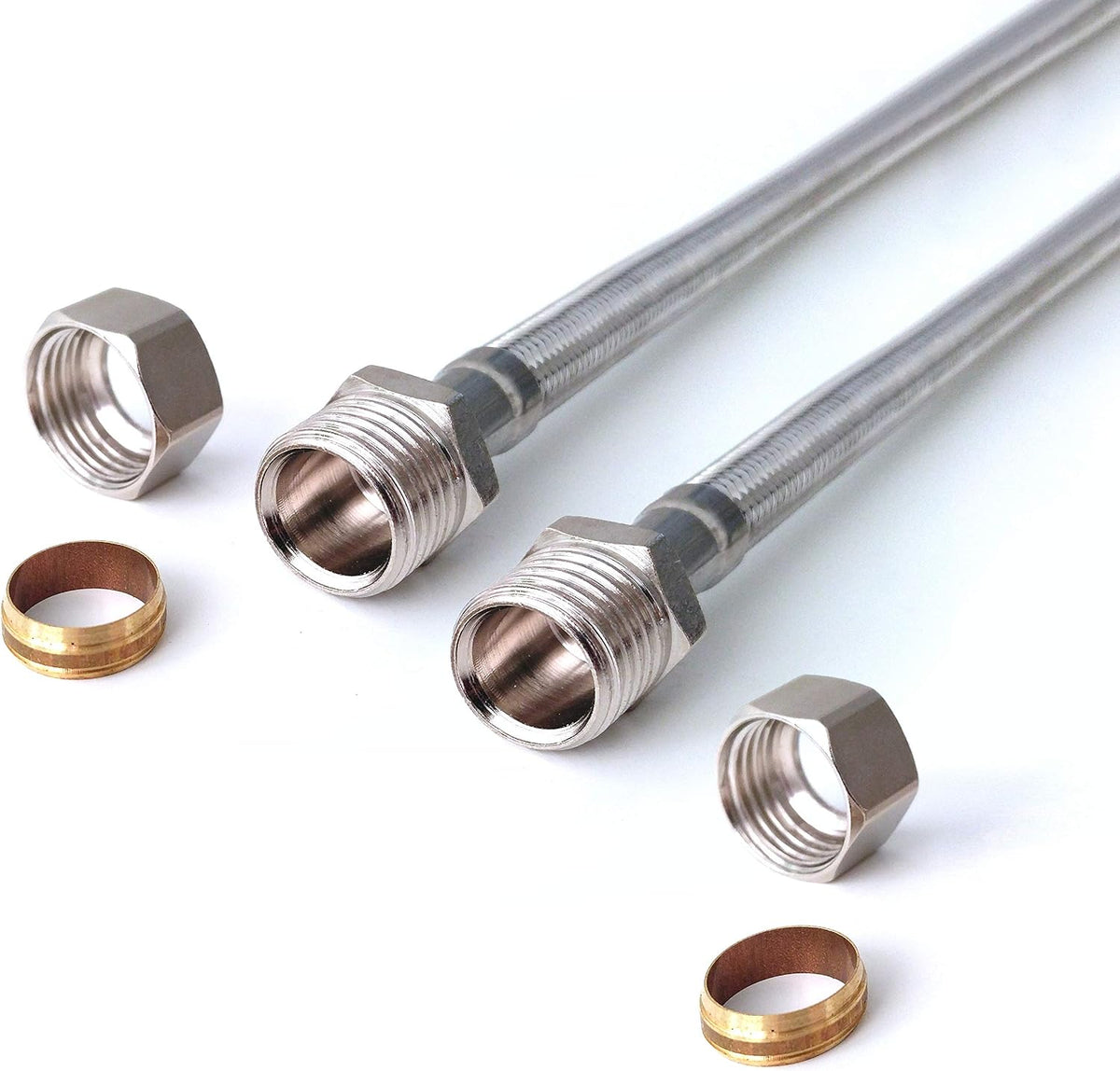 Flexi Pipe 15mm x 15mm Compression Connector – 300mm (Pair)