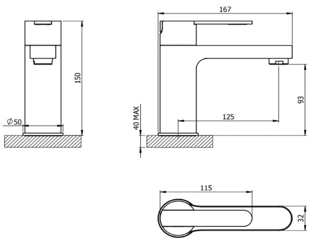 Strata Mono Basin Mixer Tap – Chrome, Single Lever