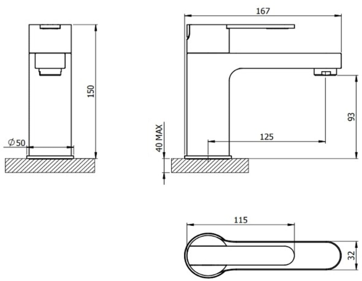 Strata Mono Basin Mixer Tap – Chrome, Single Lever