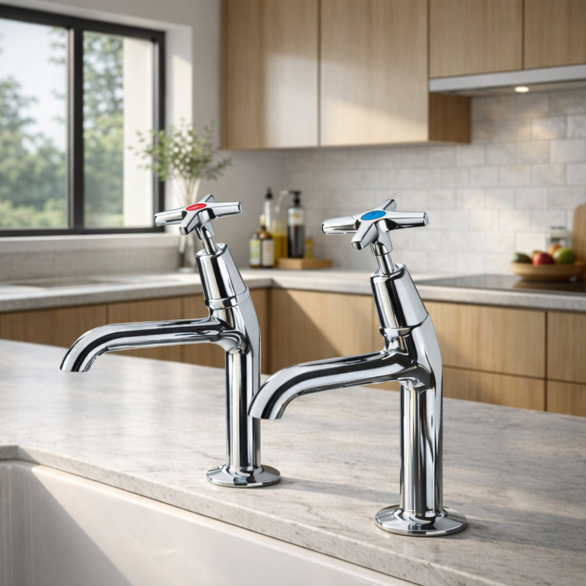 Clever Performa 2158 Cross Top Sink Tap – Hot, Chrome-Plated Brass