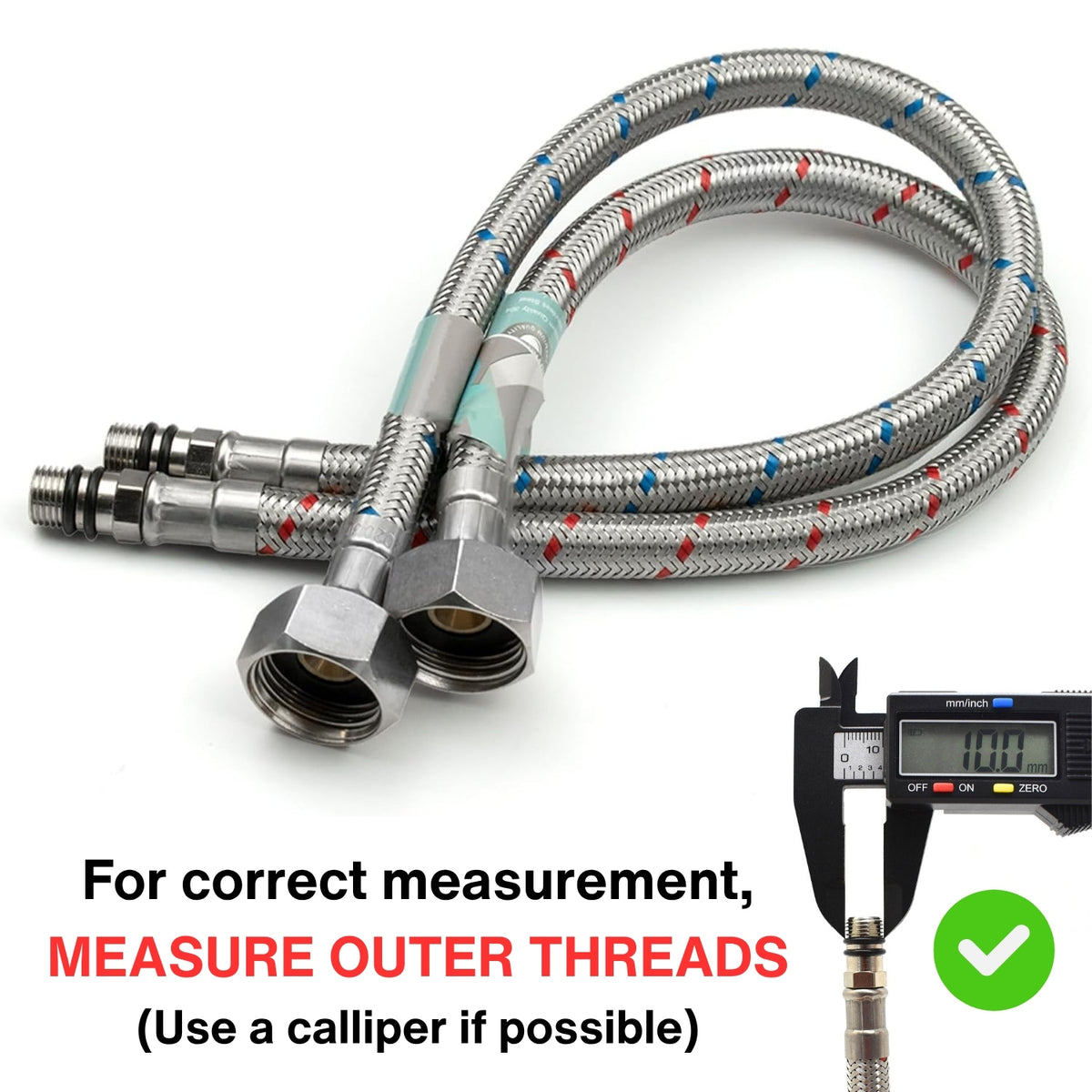Flexi Pipe M10 x 1/2" BSP Monobloc Tap Connector – 400mm (Pair)
