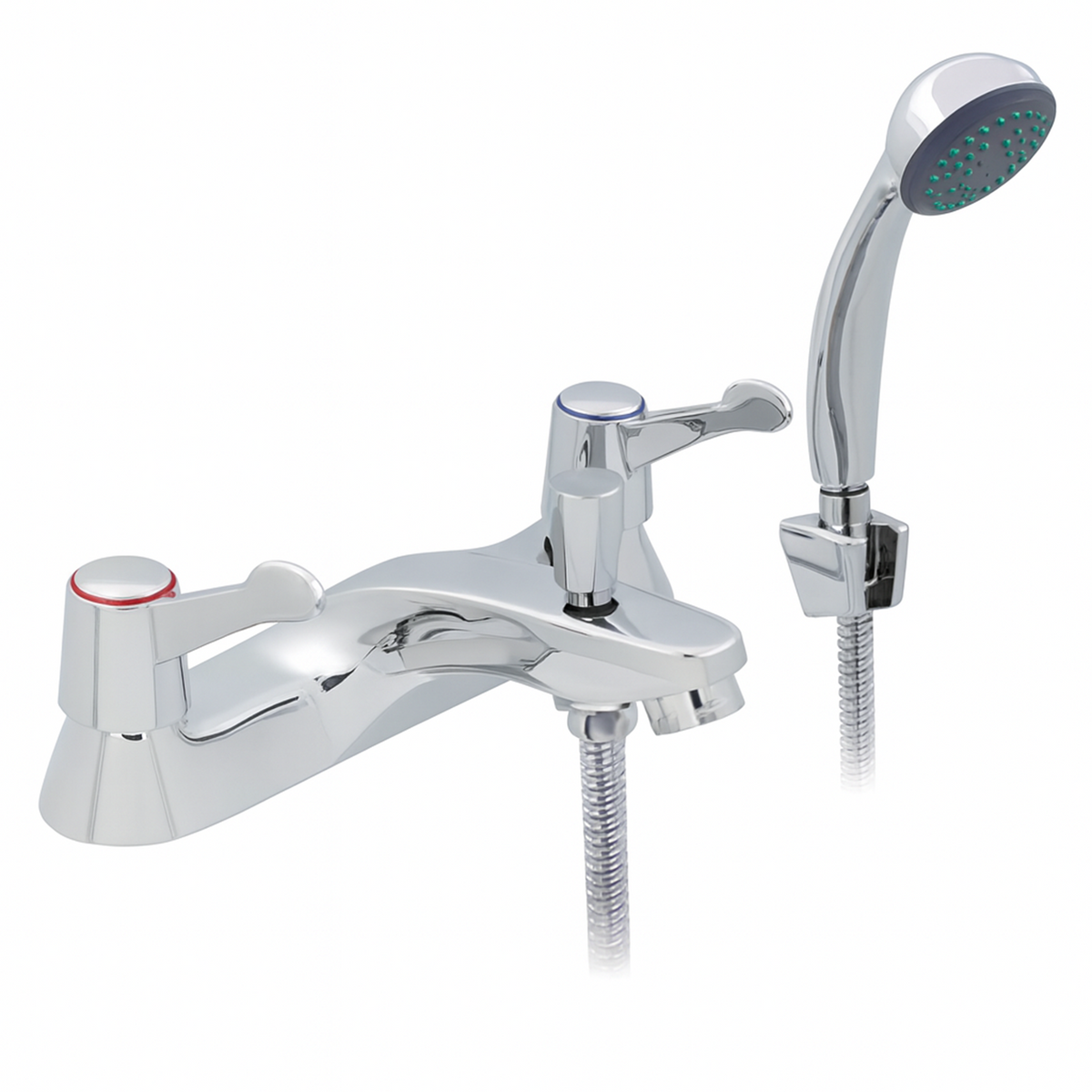 Araya QT Chrome Bath & Shower Mixer – Twin Lever, 180mm Centres