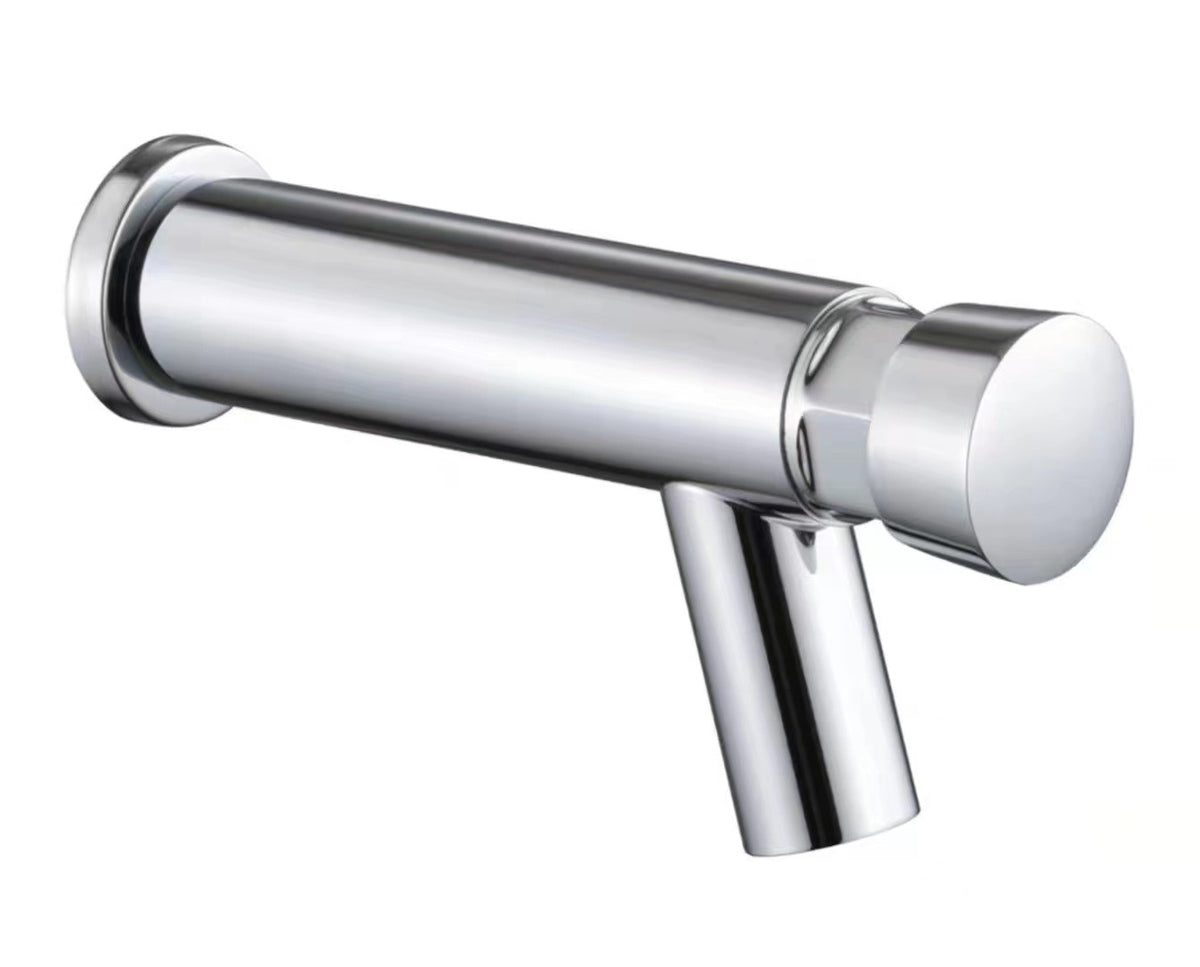 Non-Concussive Timed Wall-Mounted Bathroom Tap – Chrome, Push-Button