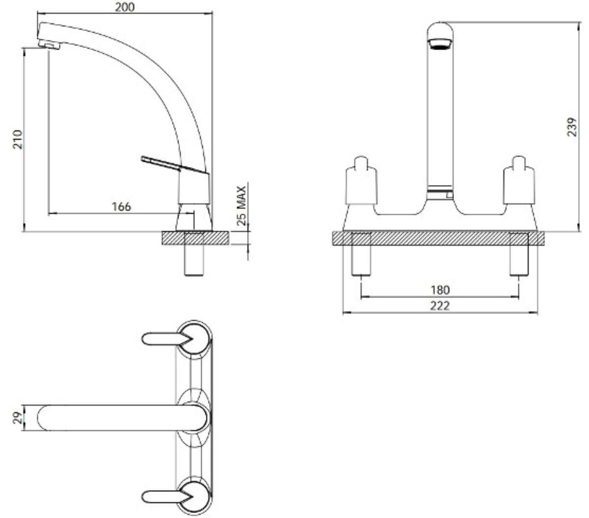 Clever Araya Mercia Urban Deck-Mounted Kitchen Mixer Tap – Chrome