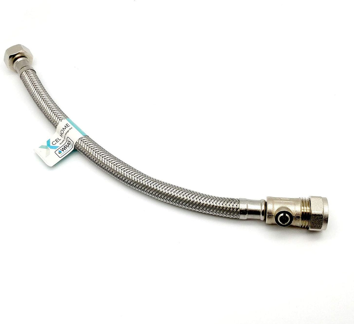 WRAS Flexi Tap Connector with Isolation Valve – 15mm x 1/2" BSP, 300mm