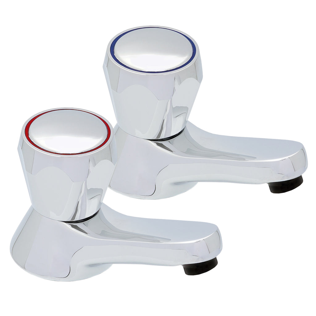 Northbury Modern Bath Tap Pair – Chrome, Pillar Taps