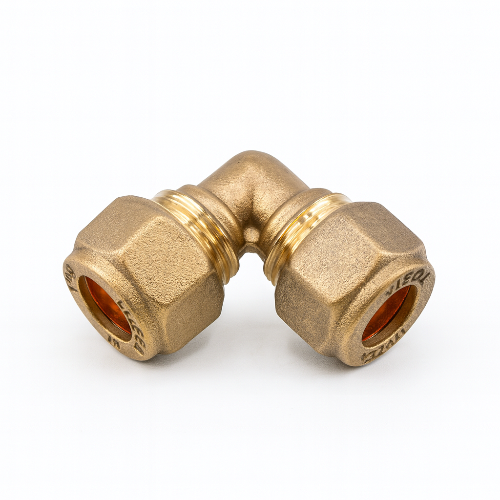 22mm Compression Elbow – Brass, 90°