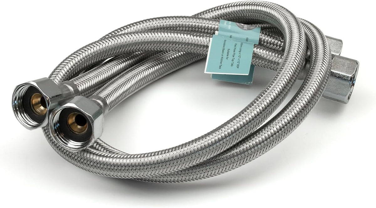 Flexi Pipe 1/2" x 1/2" BSP Flexible Tap Connector – 600mm (Pair)