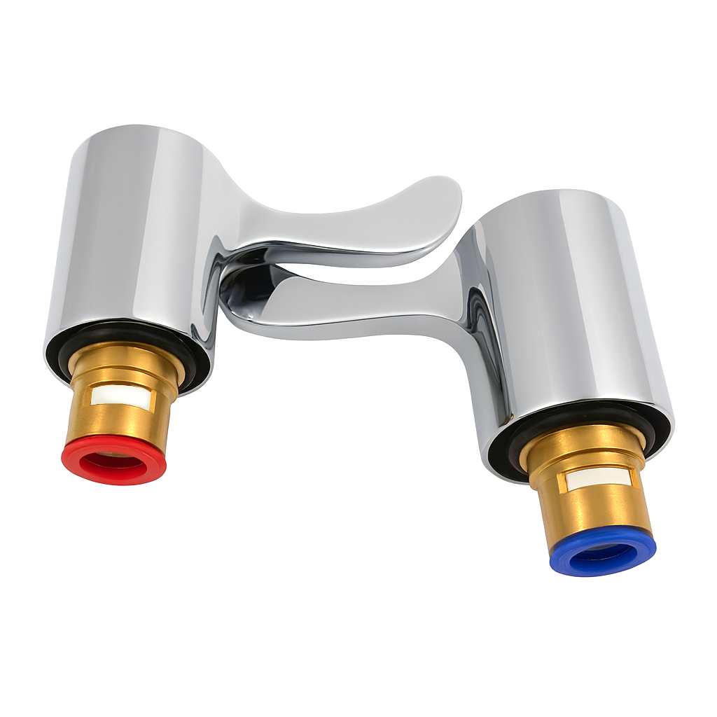 8/24 Chrome Lever Handles & Valves – Hot & Cold Pair