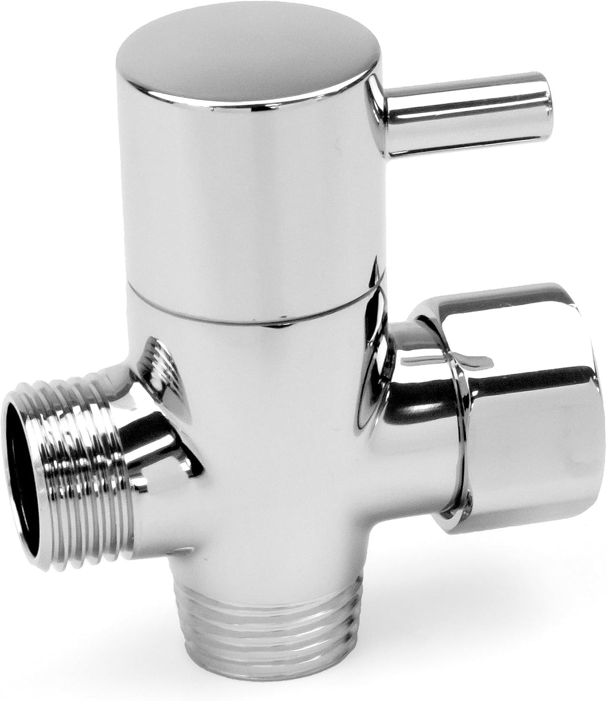 Brass T-Adapter Valve – Chrome, Dual Connection Shut-Off