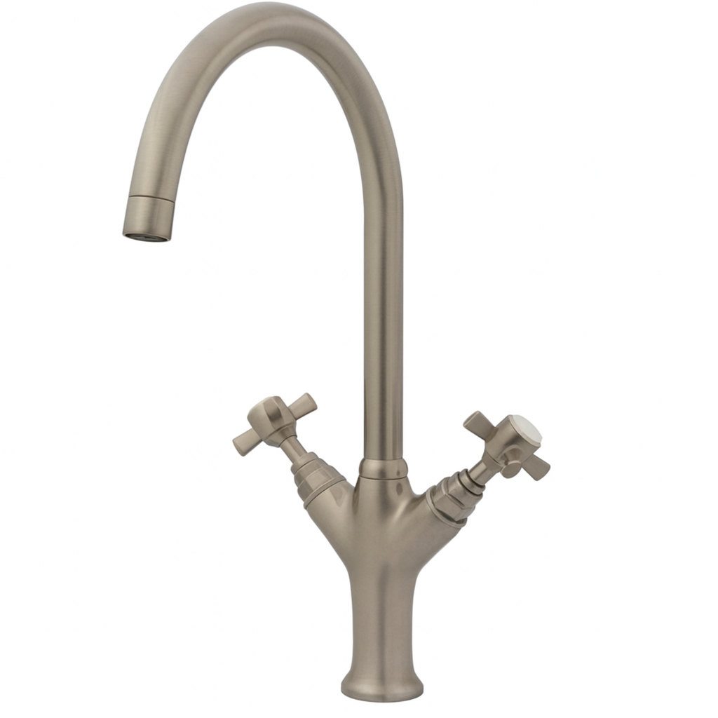 Sequel Kitchen Mixer Tap – Brushed Nickel, Cross Handles