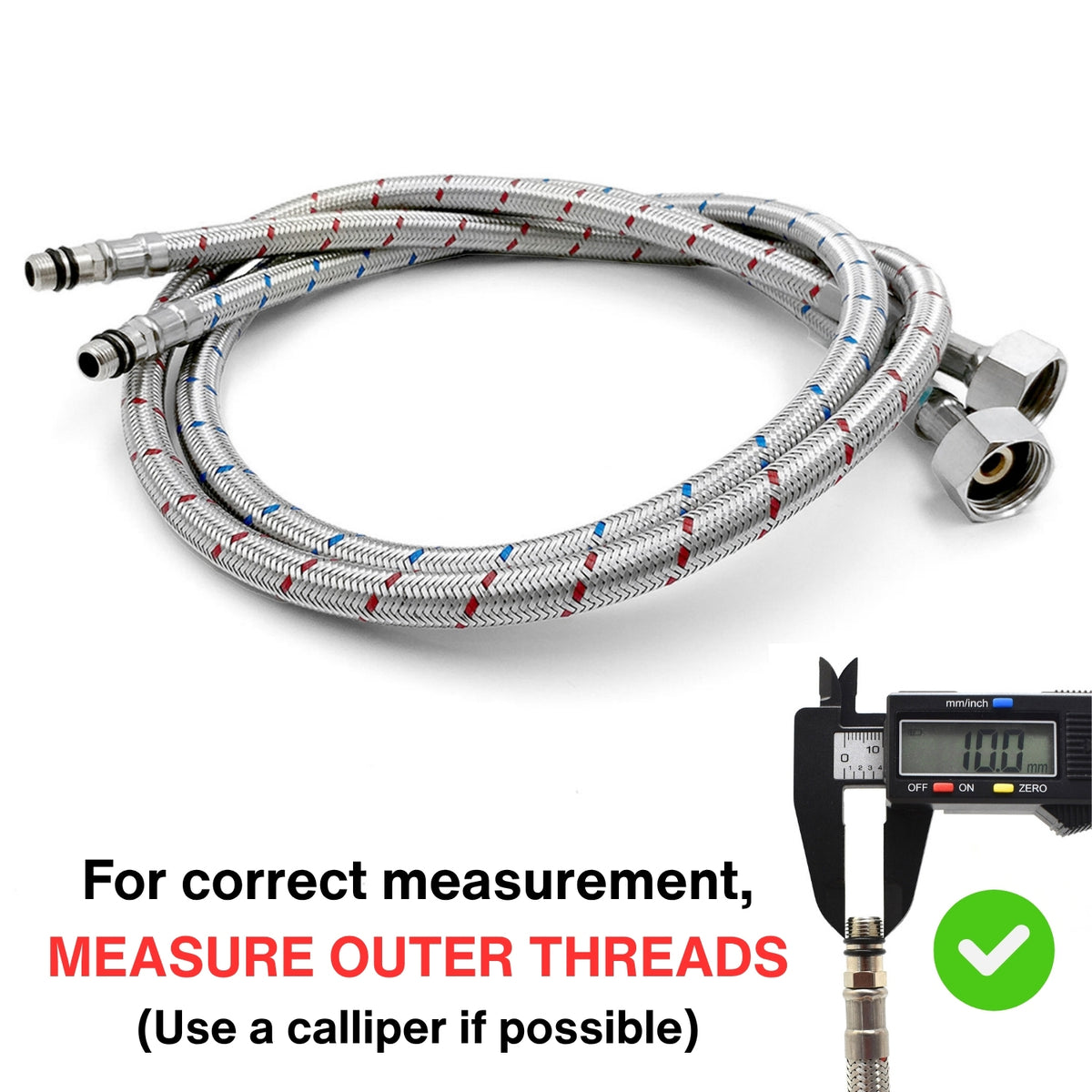 Stainless Steel Flexi Tap Connector Pair – M10 x 1/2" BSP, 900mm