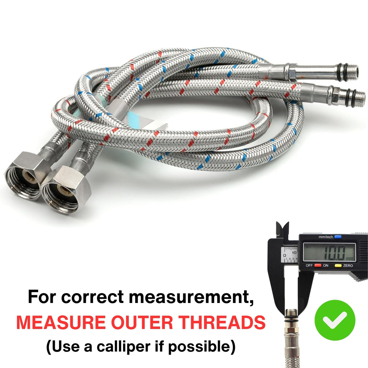 Flexi Pipe M10 x 1/2" BSP Monobloc Tap Connector – 600mm (Pair)