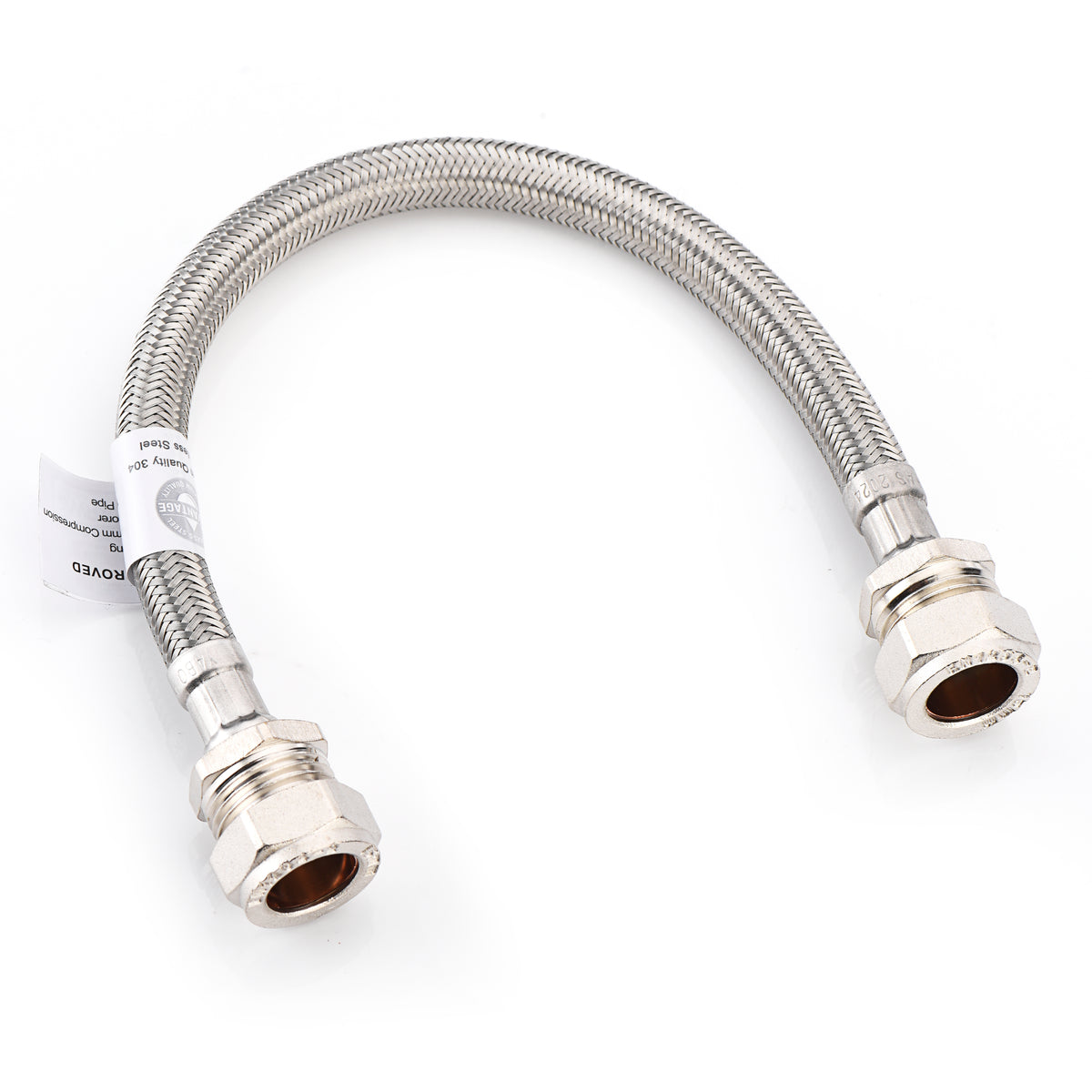 WRAS Flexi Pipe Connector – 15mm x 15mm Compression, 300mm, 8.5mm Bore