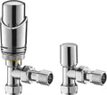 Angled Thermostatic Radiator Valve & Lockshield Set – Chrome
