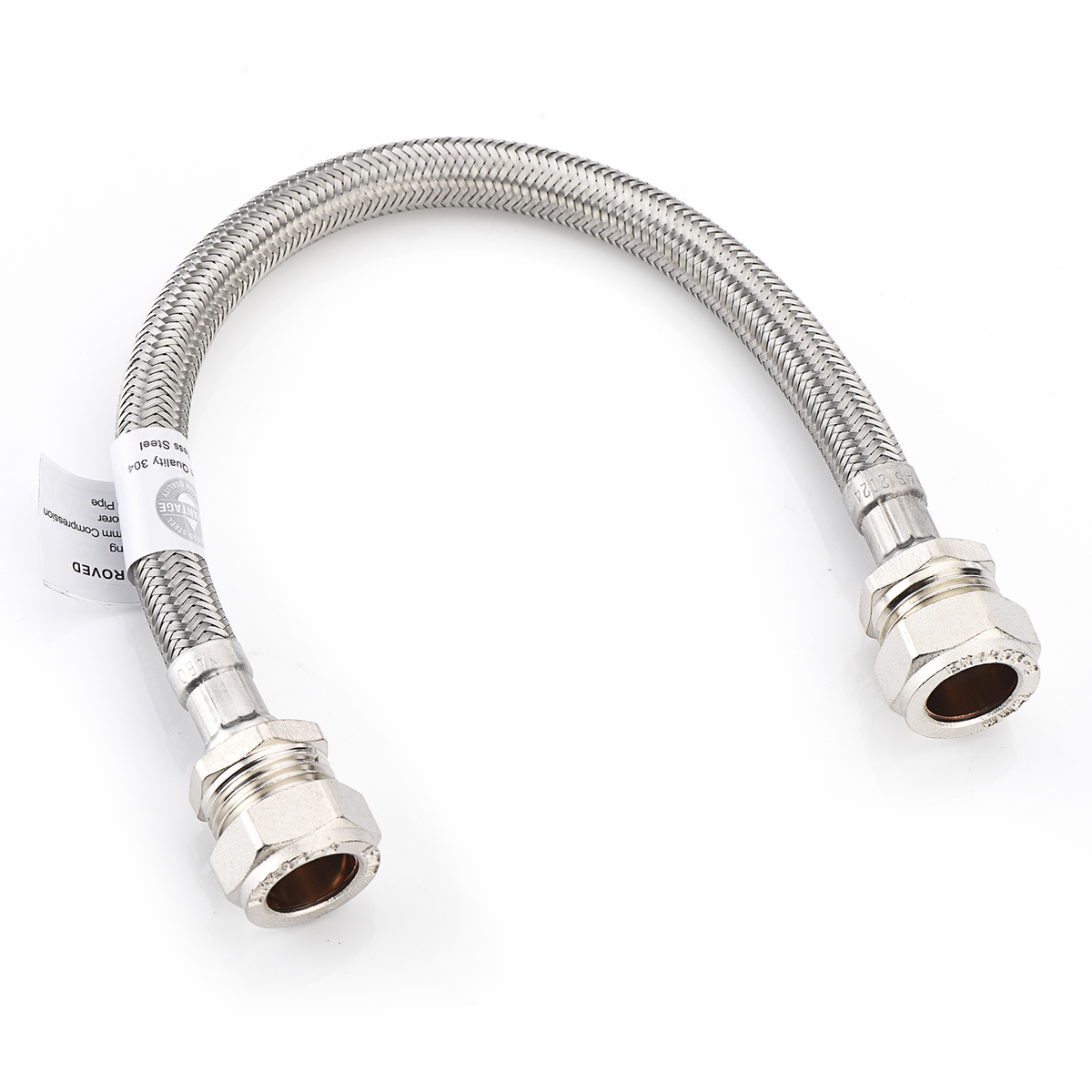 WRAS-Approved Flexible Tap Connector – 15mm x 15mm Compression, 30cm