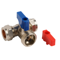 WRAS-Approved 15mm x 15mm x 3/4" Chrome Tee Washing Machine Tap