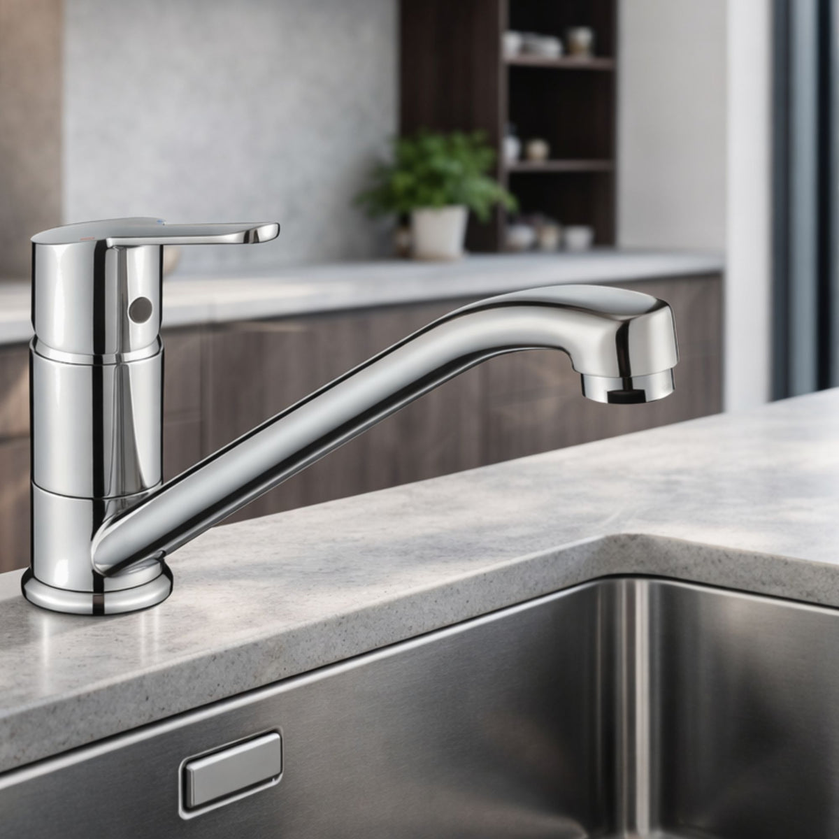 Dania Long Neck Kitchen Mixer Tap – Chrome, Single Lever